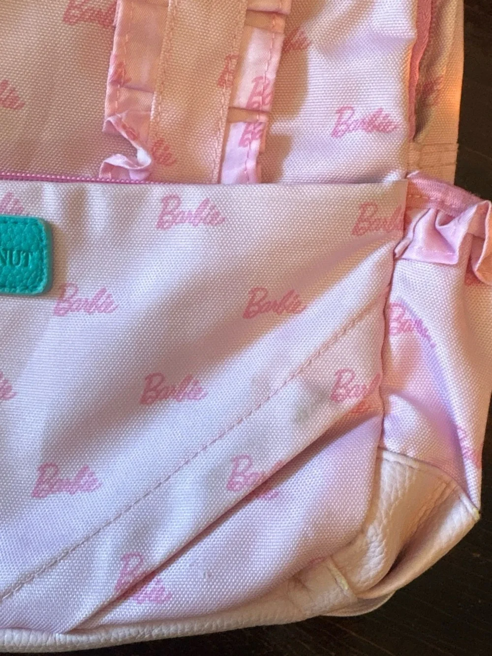 Posh Peanut Pink Barbie Logo Ruffle Kids Backpack